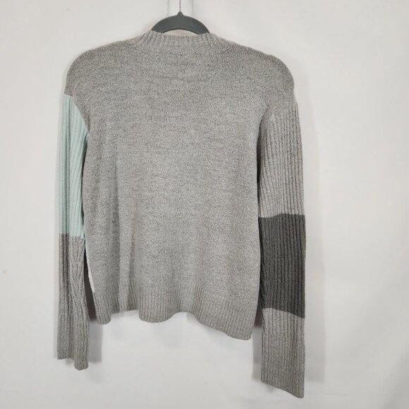 Cotton Emporium Asymmetric Colorblock Knit sweater in gray and mint - Size Small - Picture 3 of 5